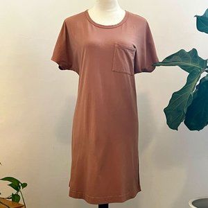 NWT Upwest Perfect T-Shirt Dress in Russett (Red) - Size Med - Organic Cotton